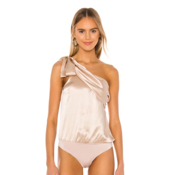 Amanda Uprichard Tops - Amanda uprichard silk beige bodysuit never worn